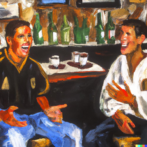 Intense Conversations at the Bar: Messi and Ronaldo Reflect on Life, Love, Money and Legendary Football Careers (AI-Generated Scene)