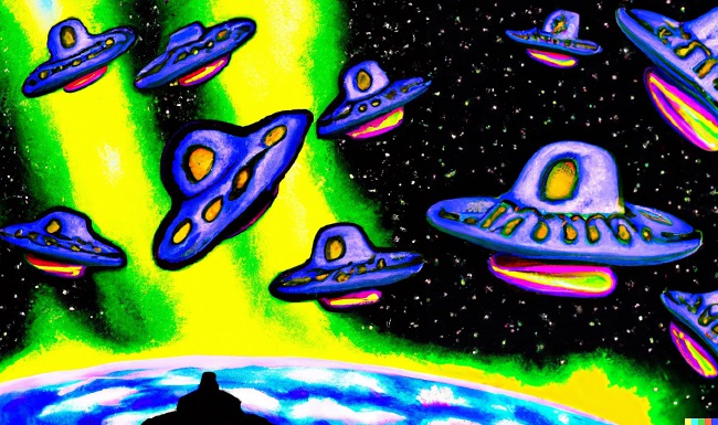ufos flying around planet earth